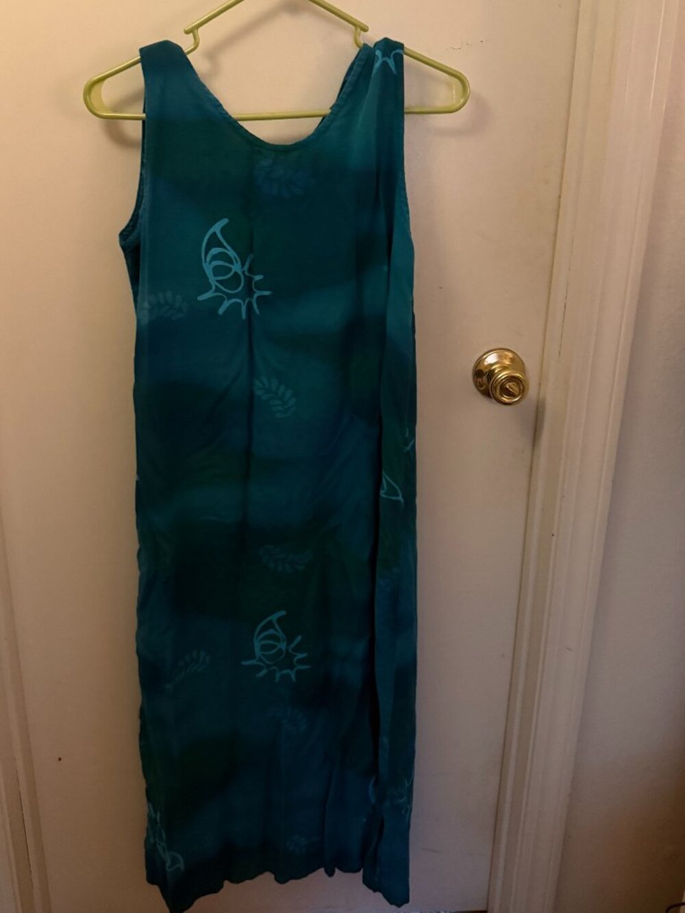 Island Collections Teal Batik Maxi Dress W M